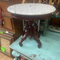 Antique Marble Top Table Plant Stand 