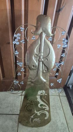 Large Metal Angel with built in stand