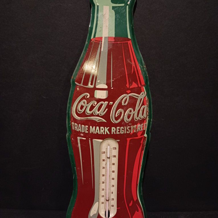 Vintage Coca Cola Metal Advertising Thermometer 