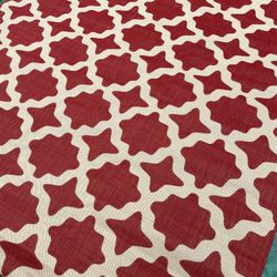 Indoor Outdoor Area Rug 8x10 Red And Beige 
