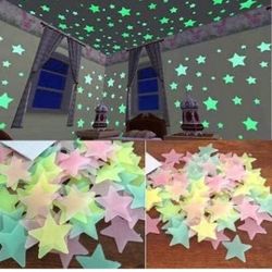 200 Pcs Colorful Glow in The Dark Luminous Stars Fluorescent Noctilucent Plastic Wall Stickers Murals Decals for Home Art Decor Ceiling Wall Decorate 