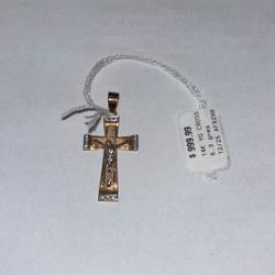 14k Diamond Two-tone Jesus Cross