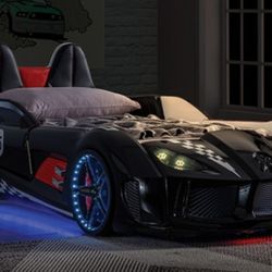 Brand New Black Race Car Design Twin Bed Frame 