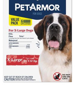 Pet Armor Flea and Tick for Dogs 89 - 132lbs - 6 dose pack.