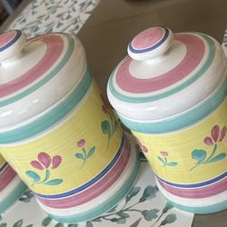 Baker Hart & Stuart Spring Florals Flor D' Italia Japan Set of 4 Canisters