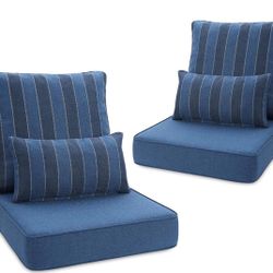BPS 23x26 Inch Patio Seat Cushions, Fade-Resistant Olefin Fabric Outdoor Deep Seat Cushion with Removable Cover and Adjustable Straps for Wicker Chair