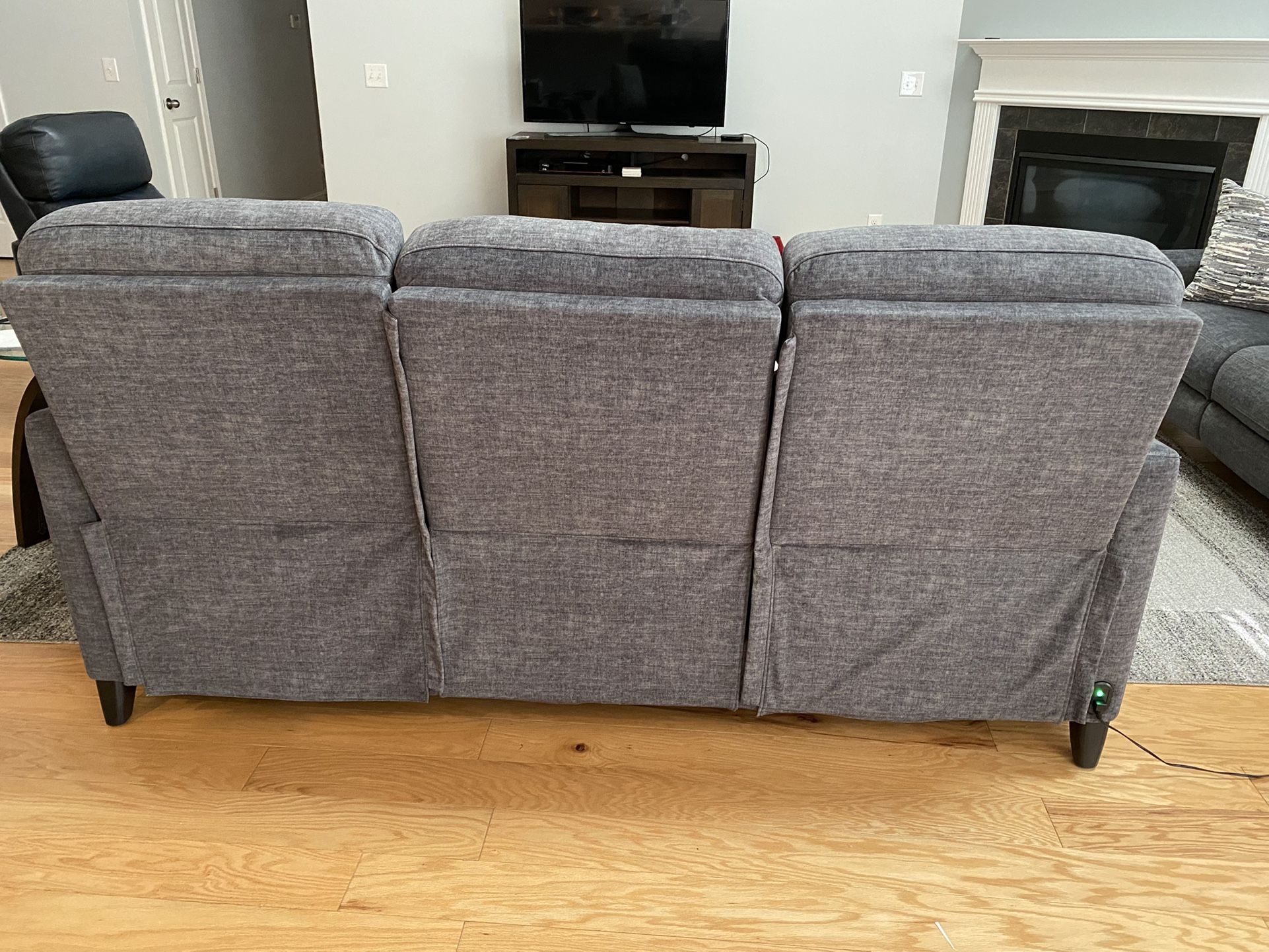 Dual Powered Reclining Sofa And Stationary Love Seat