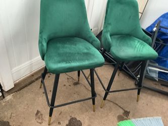 Two beautiful , green, velvet almost new high chairs (two for $26)