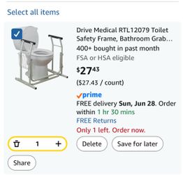 New Drive Medical Free Standing Toilet Safety Frame (Model RTL12079). Sealed in box