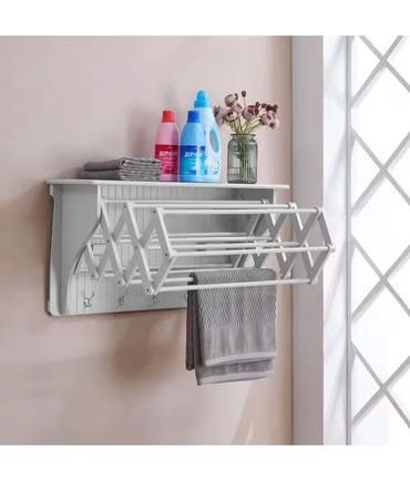 DANYA B 36 in. White Wall Retractable Accordion Drying Rack