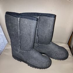 NEW AJ Valencia Black Denim Winter Boots