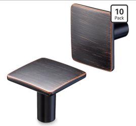 Oil Rubbed Bronze Cabinet Knobs Bronze Drawer Knobs, 10 Pack 1-1/4 Inch, 2215 Square Single Hole Cabinet Pulls for Kitchen Cabinets Drawers Bedroom Dr