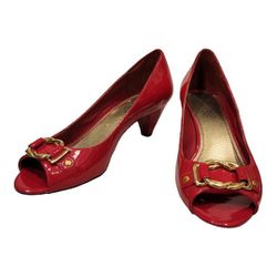 Franco Sarto Size 8 Red Patent Leather Heels