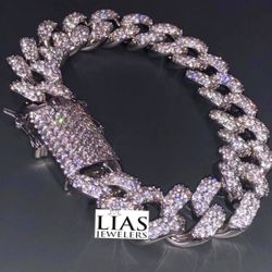 New 18k White Gold Cuban Link Bracelet 