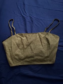 Forever 21 Olive Green Linen Crop Top