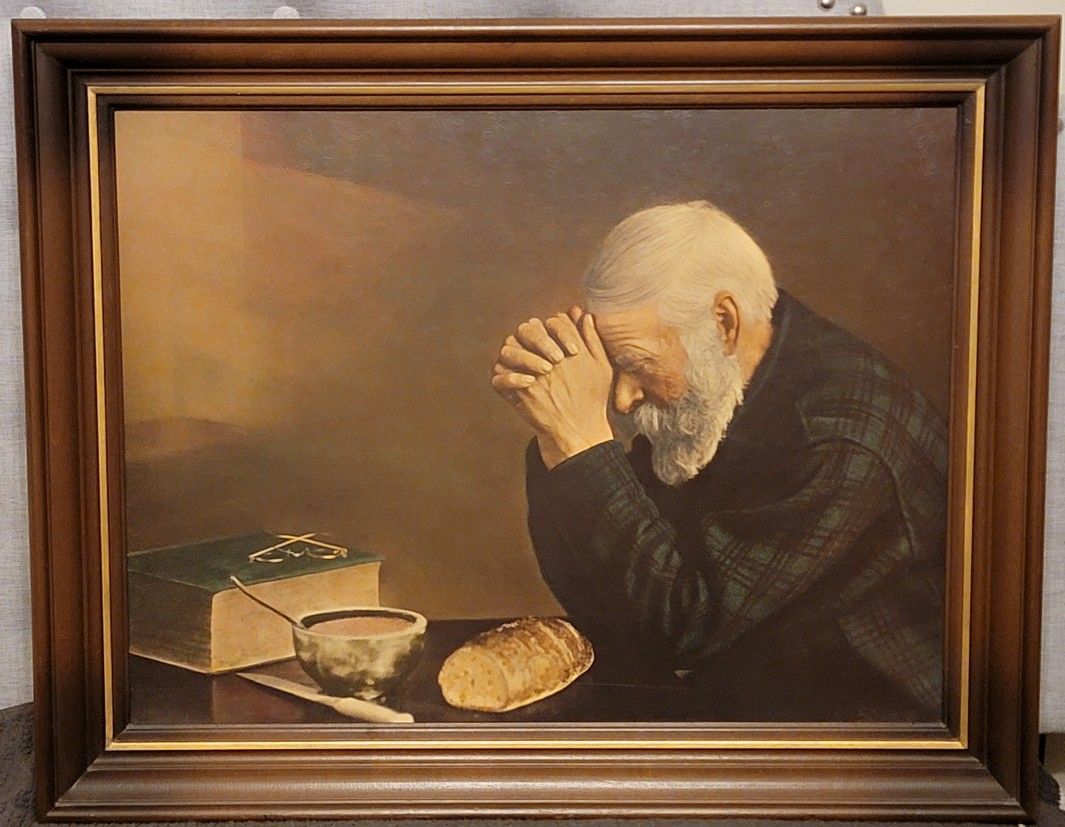 GRACE by Eric Enstrom - Daily Bread Man Praying at Dinner Table