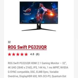 Asus ROG Swift PG32UQR Gaming Monitor 10/10 Mint Condition 