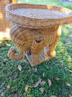 India Wicker rattan Elephant Side Table