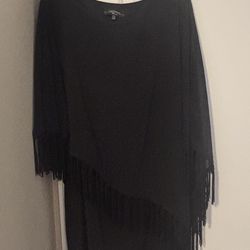 Connected black dress with attached shawl