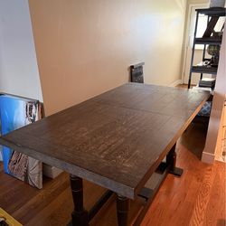 Solid wood dining table with leaf 6 to 7.5 ft