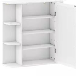 6.5 in. x 25 in. x 26 in. White Multipurpose Wall Surface Mount Bathroom Storage Medicine Cabinet with Mirror