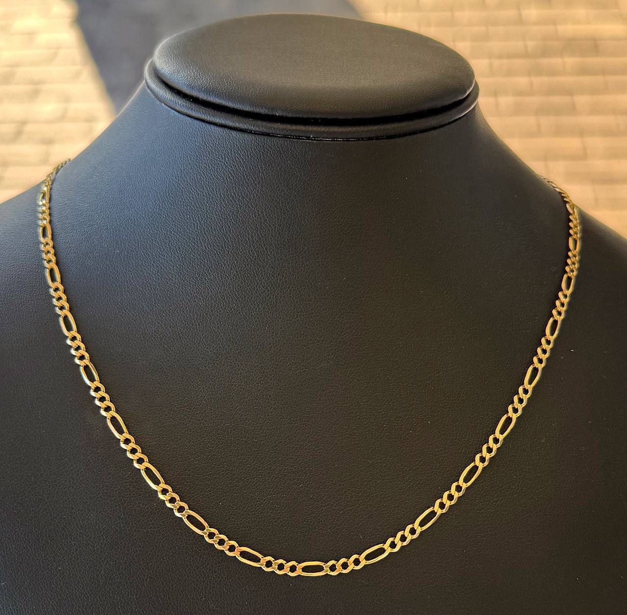 Jewelry 14k solid yellow gold Figaro necklace chain 19" 3.30mm