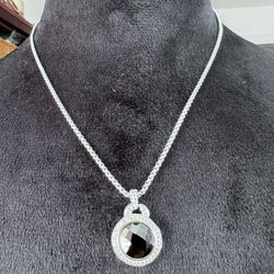 Pendant Round Necklace Tone Silver