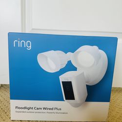 Brand New - Ring - Floodlight Cam Plus Outdoor Wired 1080p Surveillance Camera - White Model: B08F6GPQQ7