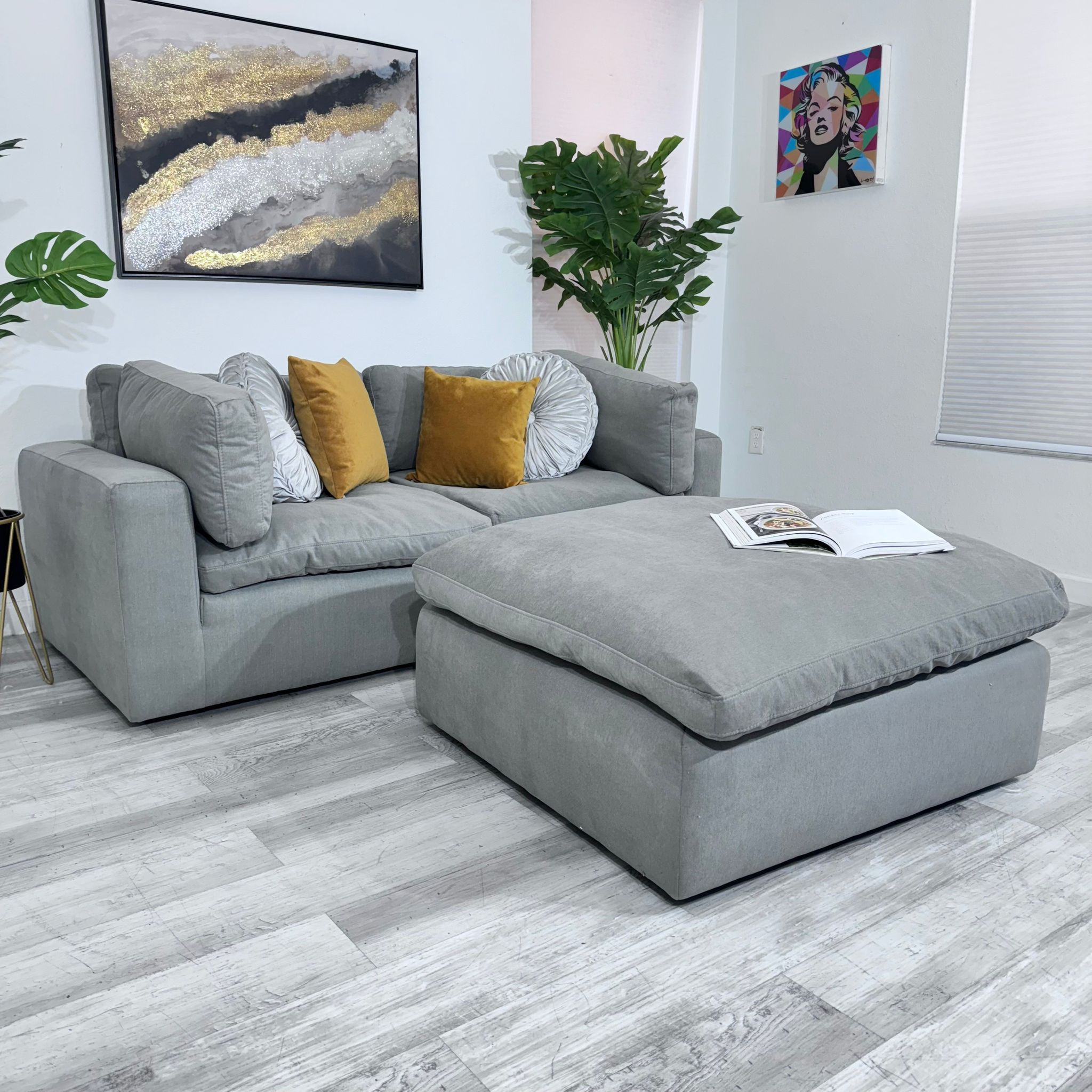 Sectional Modular Cloud Nixon grant 3pcs Couch Gray Fabric City Furniture - FREE DELIVERY