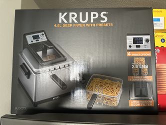 Krups 4.5L deep fryer with preset options