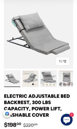 ELECTRIC ADJUSTABLE BED BACKREST, 300 LBS CAPACITY, POWER LIFT, WASHABLE COVER