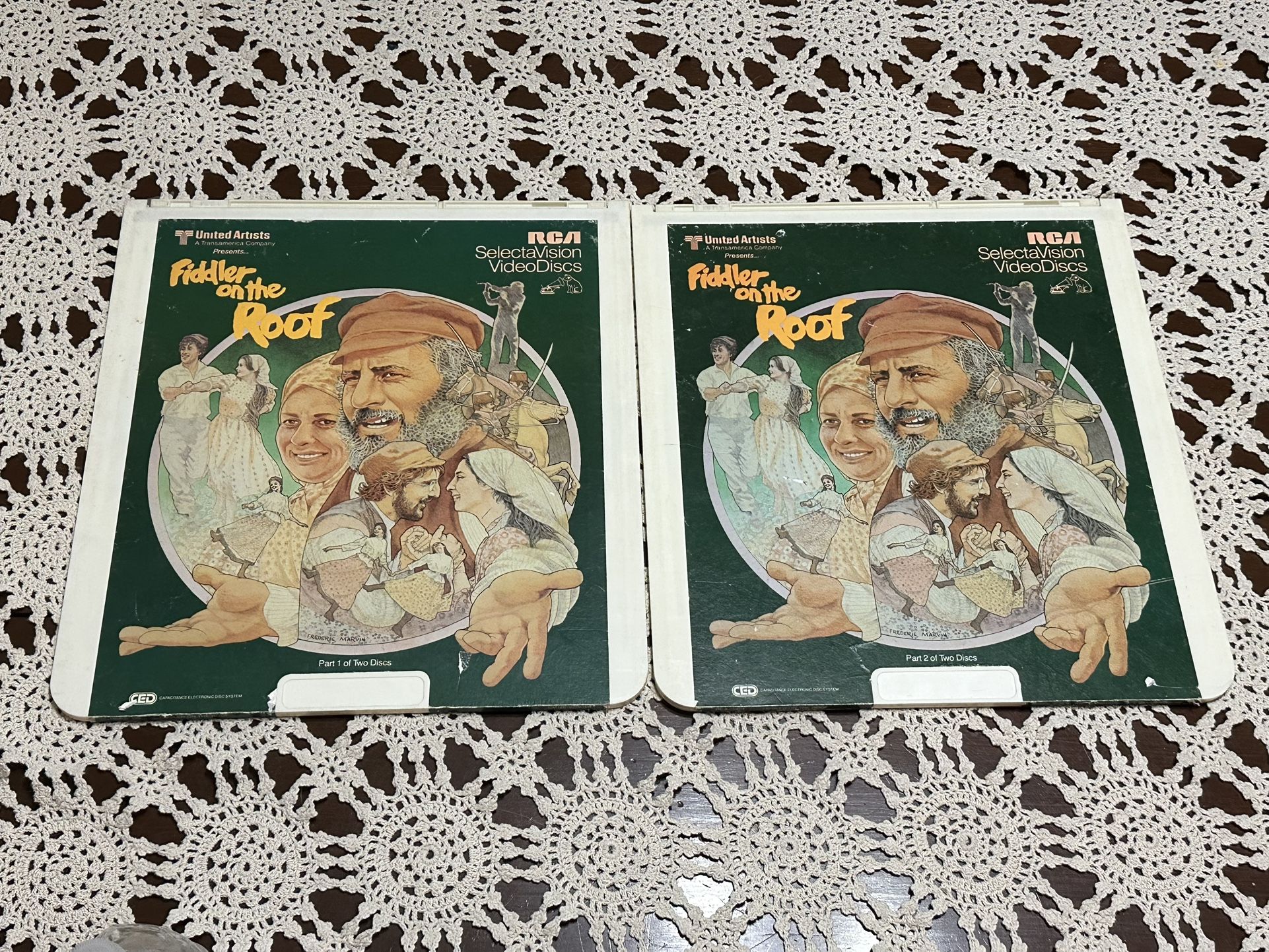Fiddler On The Roof Video Disc RCA SelectaVision CED Part 1 and 2 of Two Discs