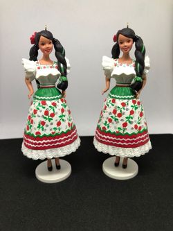 2 Barbie Dolls of the World “Mexico” Hallmark Ornaments 4 1/2 inches tall $15 total