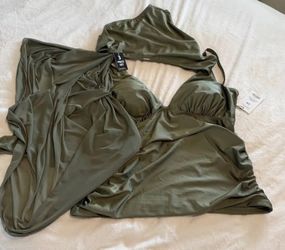 Olive Green 3-Piece Swimsuit Set 3x