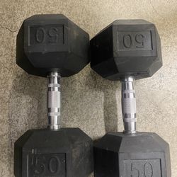 Pair Of 50 Pound Dumbbells 