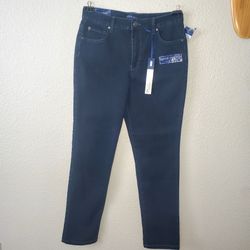 Bandolino Lydia Jeans Womens Size 12 Blue straight High Rise  Tummy Slimming   