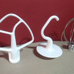 New 3pc KitchenAid Dough Hook, Wire Whip, Flat Beater Accessories Set Attachment 4.5 - 5 Quart  K45
