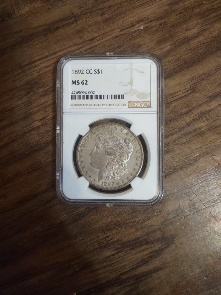 1892 CC Morgan Silver Dollar NGC-62