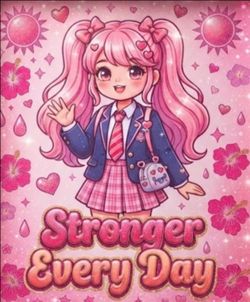 8.5x11 Cardstock Kawaii Pink 'Stronger Every Day' Decorative Print