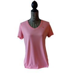 Champion women's pink short-sleeve v-neck activewear top size L