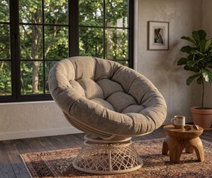 Papasan Outdoor & Indoor Chair - White Frame and Silver Cushion