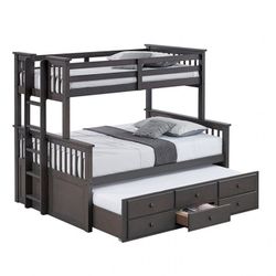 Twin / Full Bunkbed with Trundle & 3 Drawers