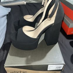 Black Suede Platform Heels