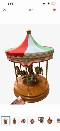 Vintage Carousel Music Box with Horses