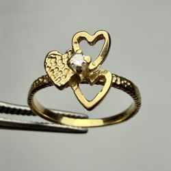 14K Gold Heart Diamond Ring (Size 4.5) – 1.23g