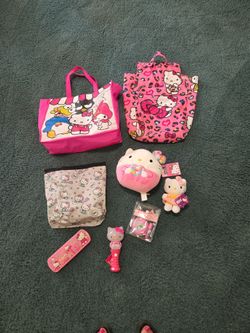BRAND NEW WITH TAGS HELLO KITTY TOYS, PENCIL CASE, COOL BAG, BLANKET BAG, TWIRLING LIGHT UP HK, NEW LIP GLOSS AND CASE ETC. SEE DESCRIPTION