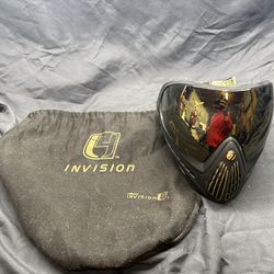Dye Invision I4 Pro paintball mask in Black and Gold with thermal lens