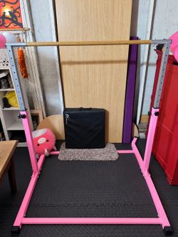 Kids Gymnastics Kip Bar Pink Adjustable, air track and inflatable gymnastics barrel