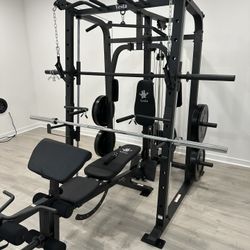 Smith Machine 1001 w/Bench Attachment | 230lb Bumpers Olympic Weights | 7ft Olympic Bar | Gym Equipment | FREE DELIVERY🚚 