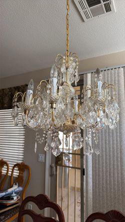 Crystal and Gold Chandelier Multi-Arm Ceiling Light